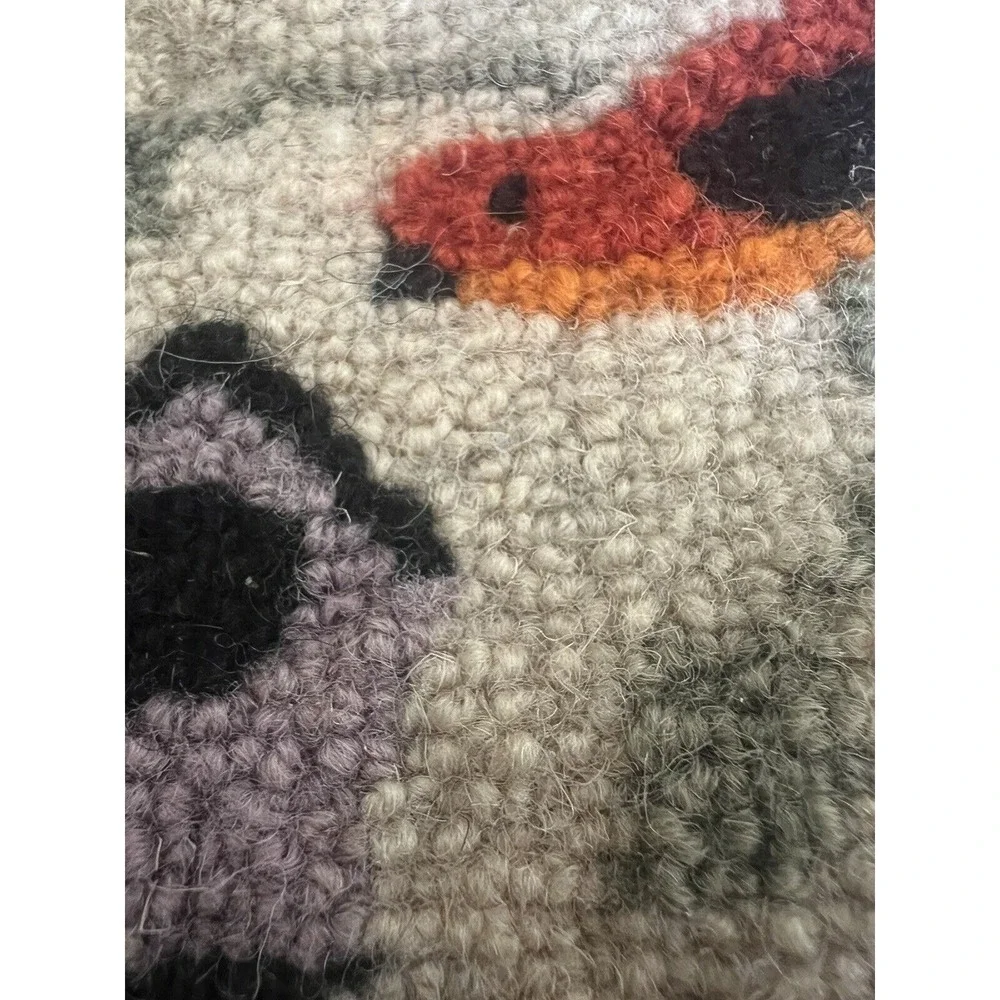 Vintage Small Bird Mini Carpet Rug Wool Doll House Rug Coaster Hand Made